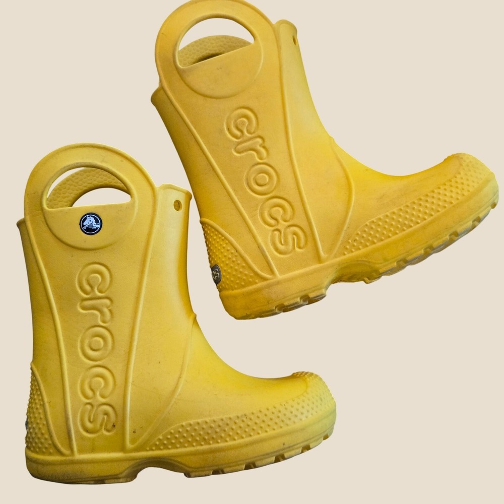 Crocs‎ Kids Handle It Rain Boots Yellow Waterproof Slip On C9 12803